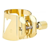 Vandoren Optimum Ligature and Plastic Cap for Alto Saxophone; Gilded; Includes 3 Interchangeable Pressure Plates