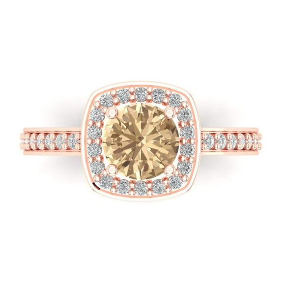 Clara Pucci 14K Rose Gold 1.33ct YellowMoissanite Solitaire with Accents