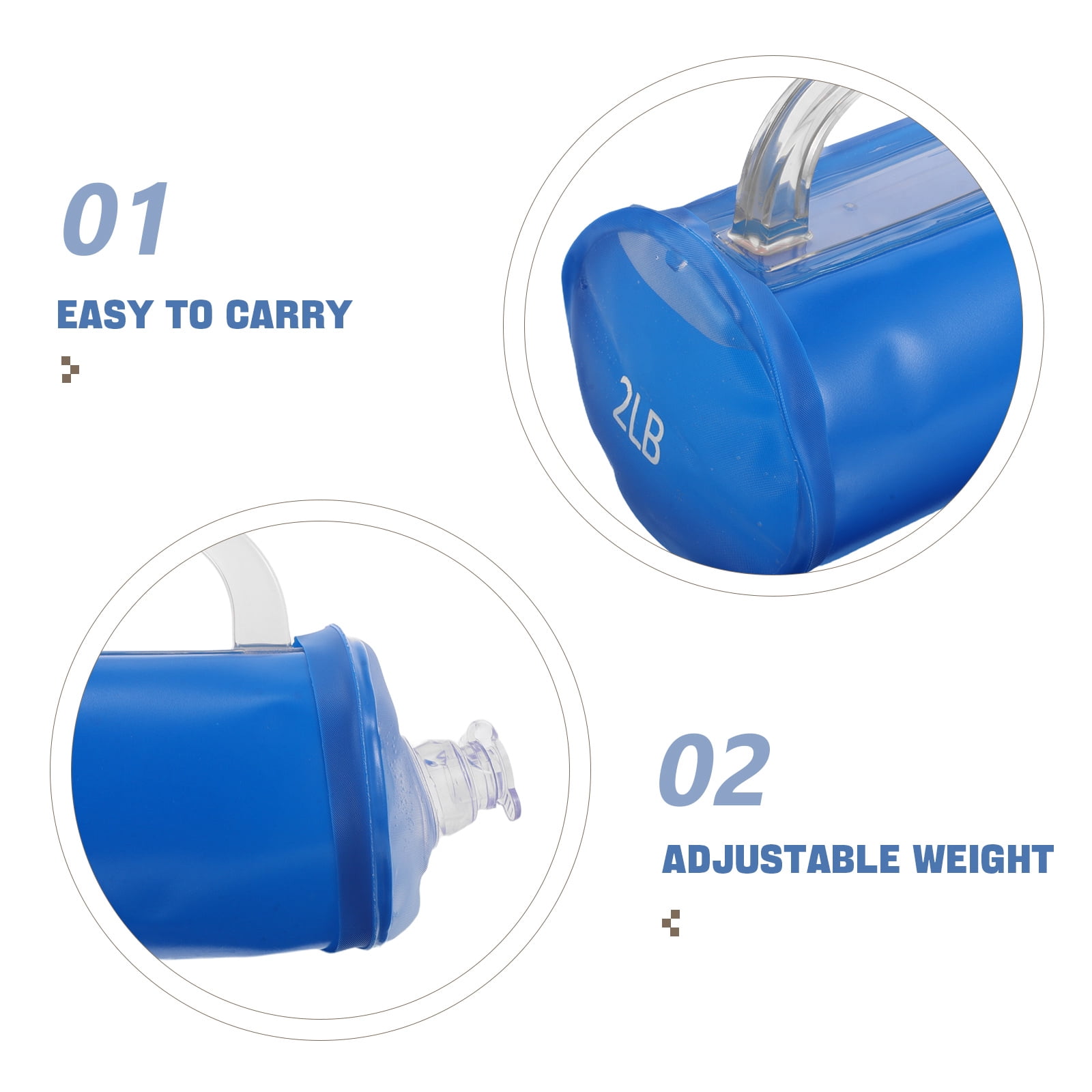 EXHUMKY 2Pcs Blue Adjustable Water Filled Dumbbells for Fitness Portable Full Body Training