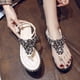 thumbnail image 5 of Sandalias planas de playa Chanclas para mujer Zapatos romanos con cuentas de diamantes de imitación Wmkox8yii shjk5277, 5 of 7