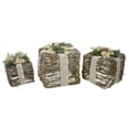 thumbnail image 3 of Northlight Set of 3 Silver LED Rattan Christmas Gift Boxes With Pine Cones, 3 of 5