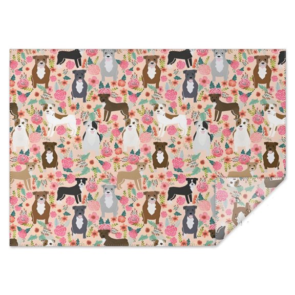Boston Terrier Dog and Flower Florals Rectangle Tablecloth 60"x84",Waterproof Polyester Rectangle Table Cloth, Wipeable Spillproof Polyester Tablecloth for Dining, Camping, Indoor and Outdoor