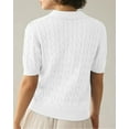 thumbnail image 4 of Sherrylily Women Cable Short Sleeve Sweaters Tops V Neck Knit Casual Pullover Shirt, 4 of 6