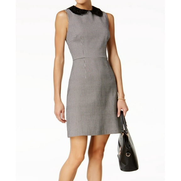 Betsey Johnson NEW Black Womens Size 8 Houndstooth Lace Sheath Dress