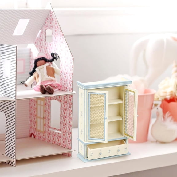 1:12 Scale Wooden Cabinet Bookcase Shelf Dollhouse Miniature Furniture Wardrobe