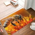 thumbnail image 4 of Sikiie Honeybee On Vibrant Flower Print Flannel Anti-slip Floor Mat 16x24in, Thickened Dustproof Entrance Door Mat Floor Mat for Kitchen, Bathroom, Laundry Room, 4 of 7