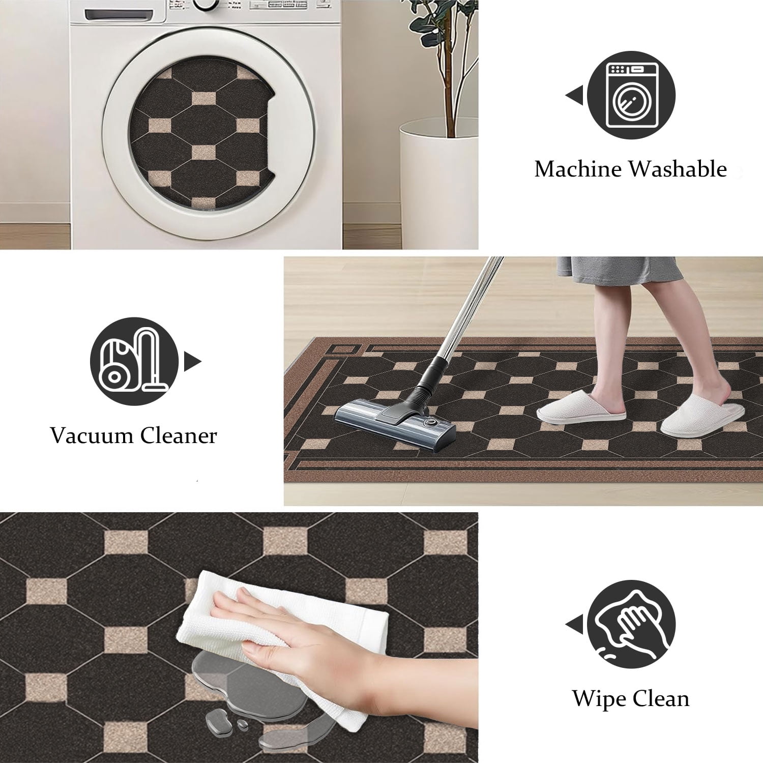 TECHVIDA Kitchen Rugs 2 Piece,kitchen mats for floor, Non-Slip Machine Washable Rugs,Vintage Kitchen Mat for Hallway Laundry Room Sink