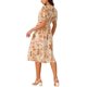 thumbnail image 3 of Vestido de verano casual floral para mujer INSPIRE CHIC con bolsillos, mangas abullonadas, cuello redondo, cintura con corte, estilo boho, vestido midi fluido L Naranja, 3 of 5