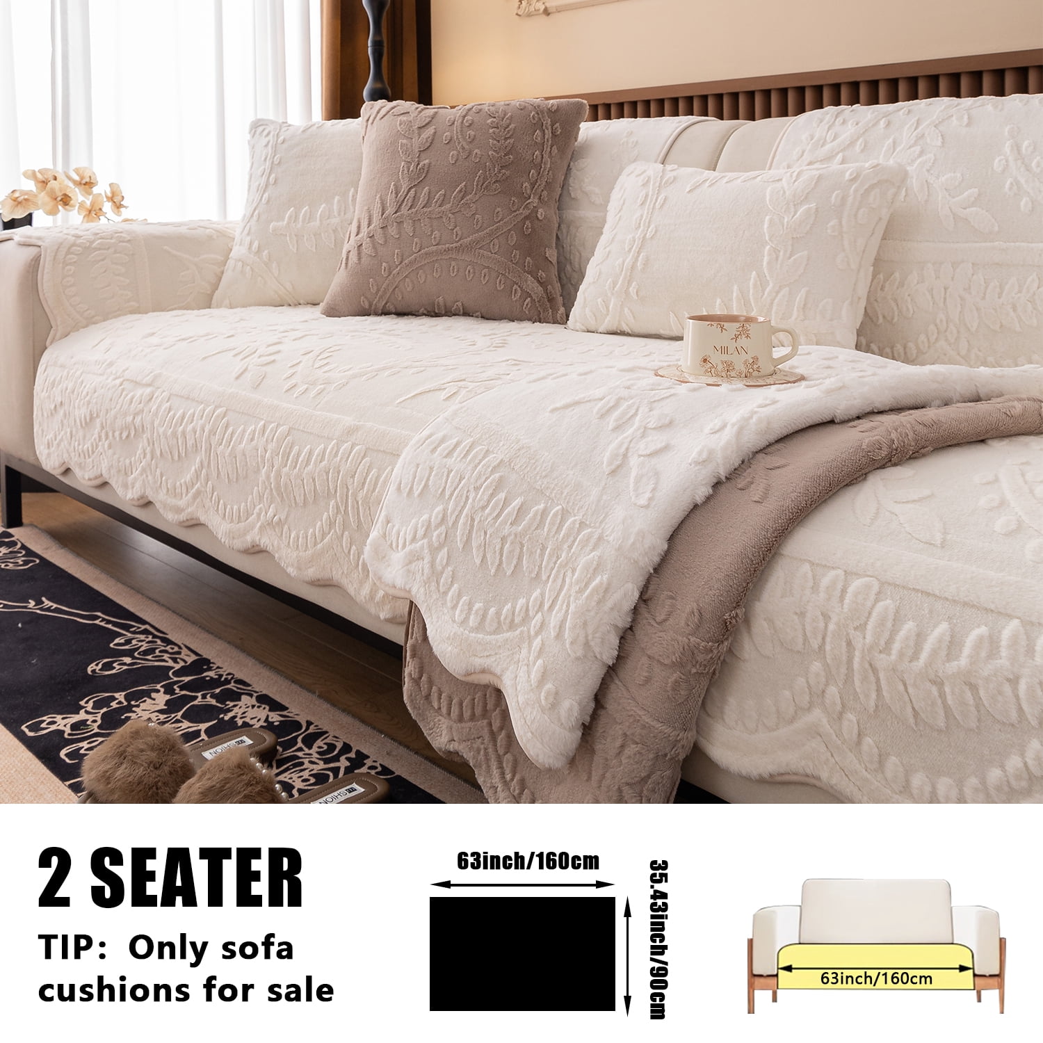 Thickened Anti-Slip Sofa Cover Scratch-Resistant & Wear-Resistant Pet-Friendly Design Soft Fabric Living Room Use Machine Washable Sofa Protector