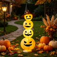 thumbnail image 6 of Light Up Halloween Pumpkin Tower with Witch Hat – 39 Inch Collapsible LED Stacked Pumpkin Decoration, Battery Operated Outdoor Yard Porch Decor for Fall Thanksgiving, 6 of 7
