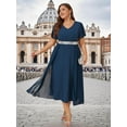 thumbnail image 6 of LapaPlus Elegant Navy Blue Dress, Plus Size Dresses, Flattering Party Gown for Women, with Chiffon & Sequin Accents (Sizes 1X-5XL), 6 of 12