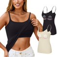 thumbnail image 2 of WTOBBY 2-Pack Wire-Free Women's Camisole with Padded Support, Sexy Oversized Layering Tank Tops, Soft Stretchy Plus Size Sleepwear Essentials,Beige L, 2 of 5