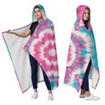 thumbnail image 2 of Wearable Blanket,Pink Blue Tie Dye Mandala Hooded Wearable Sherpa Blanket for Adults & Teens,Winter Poncho Shawl Wrap Cape Thick Warm,60"x80", 2 of 5