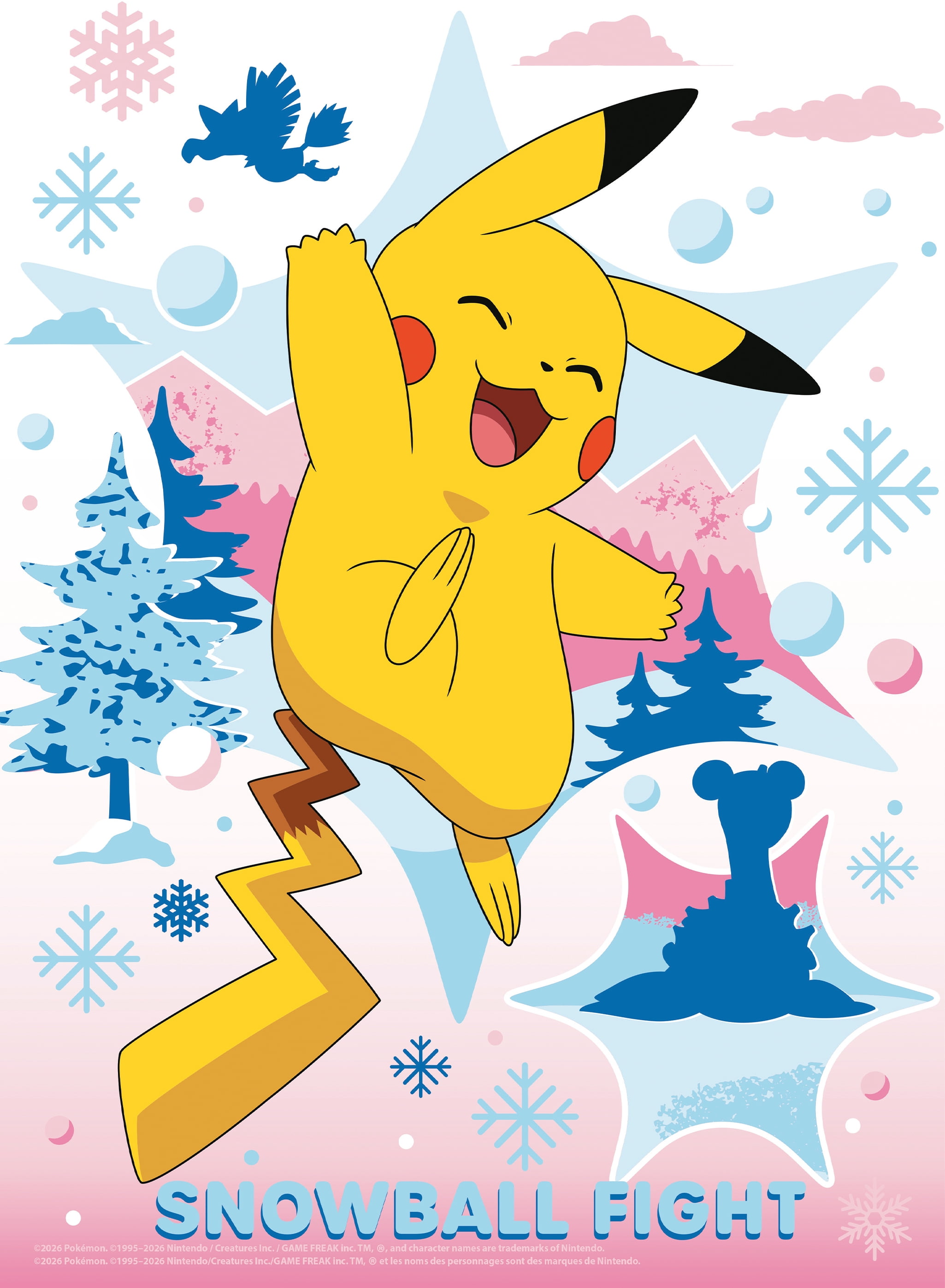 Ceaco Pokemon Snowball Fight Glitter 100-Piece Interlocking Jigsaw Puzzle for Children Ages 6+