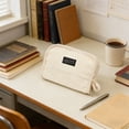thumbnail image 7 of Summer Saving!Back_to_School Supplies Under $5 dollars!Special Pencil Case Pouch, Corduroy Pencil Case Easily And Cute Stationery Box For Version Stationery Bag Mini High End Pen Bag, Beige, 7 of 7