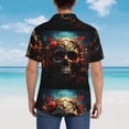 thumbnail image 4 of Fuzoiu Artistic Flower Butterfly Skull Print Hawaiian Shirt for Men, Summer Beach Casual Short Sleeve Button Down Shirts, Men’s Beach Summer Shirts with Pocket,XX-Large, 4 of 7
