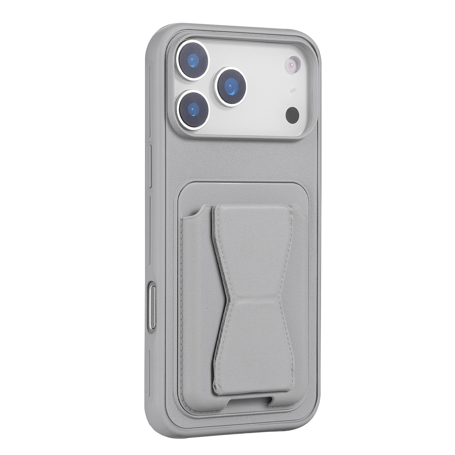 Slim Magnetic Leather Case with Card Pocket & Stand for iPhone 17 Pro Max - Gray