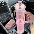 thumbnail image 4 of Bling Cup Accessories for 40oz & 30oz Tumbler Including Silicone Cute Bow Straw Topper Cover, Silicone Cup Boot, Water Bottle Handle Strap, Charms, 4 of 9