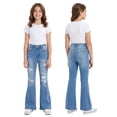 thumbnail image 2 of FEDPOP Baggy Jeans for Girls Wide Leg Ripped High Elastic Waisted Denim Pants Cute Summer Trousers Y2K Streetwear 7-14Y, 2 of 7