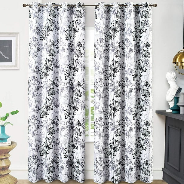 Ejercicio Parcialmente verano DriftAway Acacia Floral Blossom Watercolor Printed 100 Percent Blackout  Room Darkening Thermal Insulated Grommet Window Curtains 2 Panels Each Size  52 Inch by 84 Inch Gray - Walmart.com