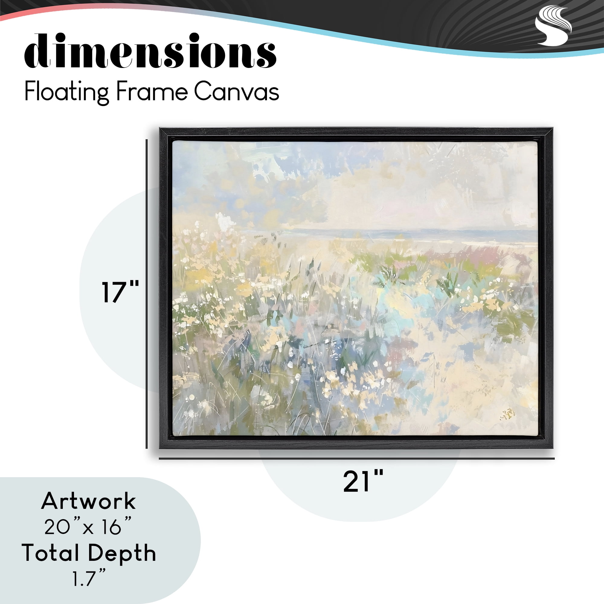 Stupell Industries Mottled Pastel Field Impression Black Framed Floater Canvas Wall Art, design by Creative Studio