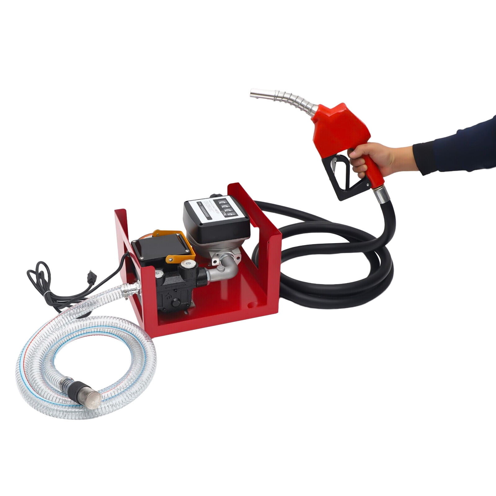 Electric Oil Fuel Diesel Gas Transfer Pump W/ Nozzle Meterr Oil Fuel Diesel 110V