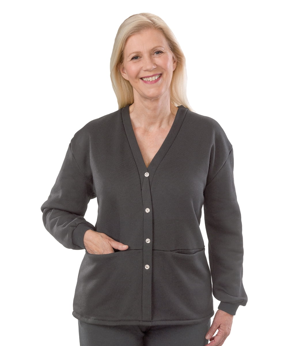 grey fleece cardigan