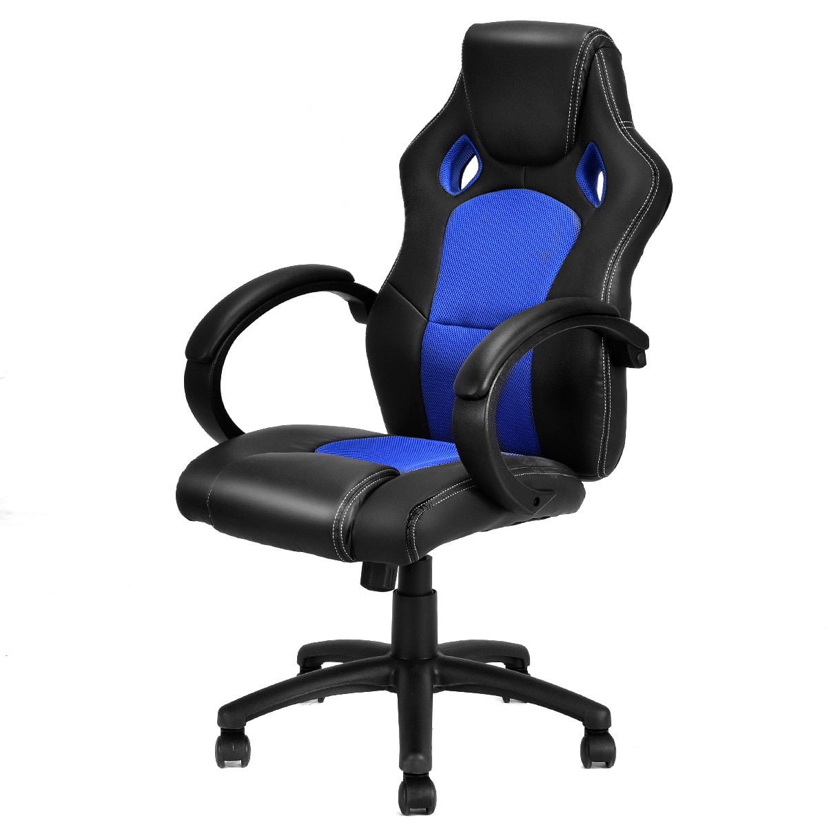 Costway High Back Race Car Style Gaming Chair, Blue - Walmart.com ...