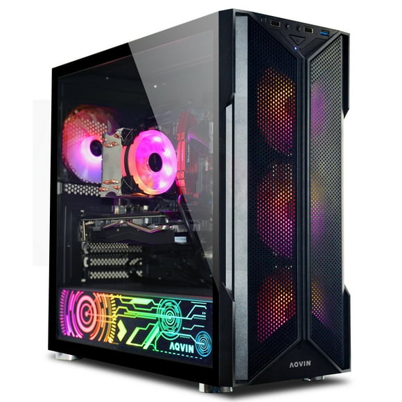 Gaming Tower PC Desktop Computer AQVIN - Intel Core i7 Processor Up to 4.0Ghz, GeForce GTX 1660 Super GDDR6 6GB (HDMI), 32GB DDR4 RAM 1TB SSD, WiFi Ready, Windows 10 Pro 64 bit - Black