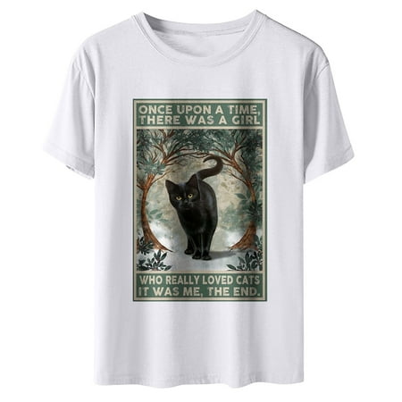 

Crop Tops for Women Tunic Tops Women s Shirt Tees Funny Short Sleeve T Shirt Print T-shirt Tops Blouse Gift for Women Womens Workout Tops Black Shirts for Women New Arrival White S