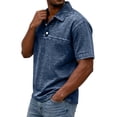 thumbnail image 2 of Zimjoy Men's Vintage Washed Distressed Polo Shirts Classic Fit Pullover Tops Summer Casual Lapel Button Tee, Navy 3XL, 2 of 3