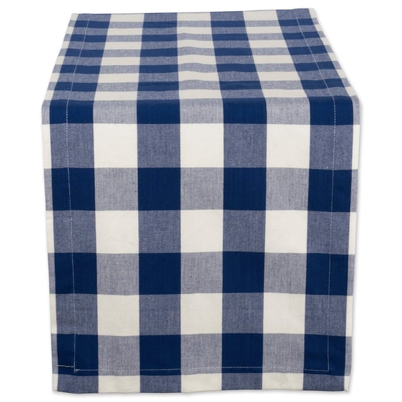 Camino de Mesa DII Cuadro Buffalo 35.5x183 cm Azul Marino y Crema