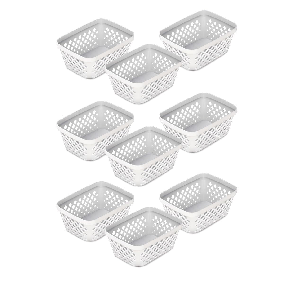 Plastic Storage Basket Set - Multipurpose Drawer Trays Kitchen Pantry Containers and Bathroom Bins -Medium Organizers