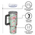 thumbnail image 4 of 40oz Pioneer Flower Floral Print Pattern Insulated Tumbler with Handle, BPA-Free Leak Proof Lid and Straws, Double Wall Vacuum, Hot 12h/Cold 34h, 4 of 6