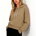 thumbnail image 5 of Womens Oversized Boxy Cropped Hoodie Drop Shoulder Top with Contrast Metal Tip Drawstring Balloon Cuffs & Pocket Free Design, Casual Lounge Pullover, 5 of 5