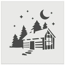 Cozy Log Cabin Outdoors Trees Woods DIY Cookie Wall Craft Stencil - 11.5 Inch