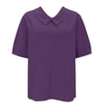 thumbnail image 3 of Linen T Shirts For Women Gauze Tunic Tops For Women Summer Blouses For Women Peasant Blouse Gauze Shirts For Women Loose Fit Tee Shirt Women Lightweight Linen Blouses For Women Purple M, 3 of 8
