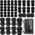 thumbnail image 2 of MAKERELE Cable Gland Waterproof Kit IP68,NPT Wire Gland Cable Fixation and Connector - Nylon PA66 Plastic,NPT Cable Gland 1/4", 3/8", 1/2", 3/4"(33PCS Black), 2 of 7