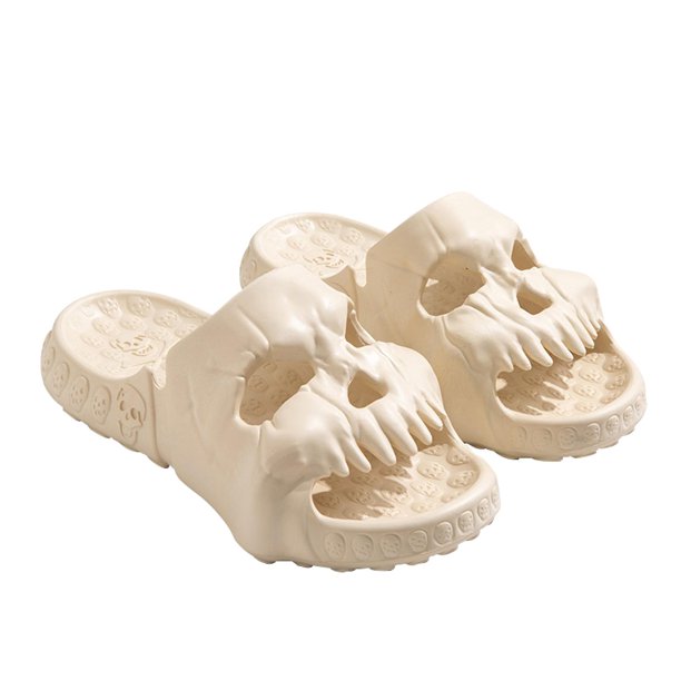 Skull Design Single Band Slides,summer Fashion Men's Slippers Indoor Outdoor Eva Thick Bottom Beach Sandals Couple Slippers,1pair zhangyuxiang LED