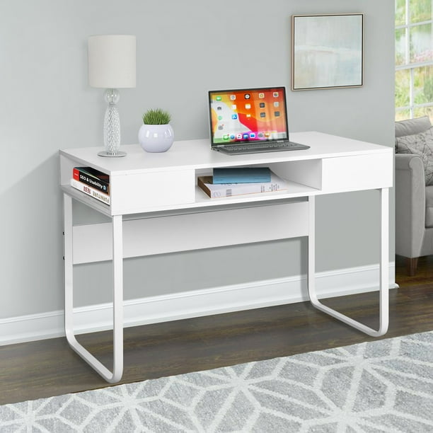 FurnitureR Modern Computer Desk White Walmart