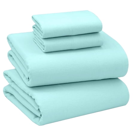 RUVANTI Flannel Sheets King Size - 100% Cotton Brushed Flannel Bed Sheet Sets - Deep Pockets 16 Inches (fits up to 18") - All Seasons Breathable & Super Soft - Warm & Cozy - 4 Pcs - Aqua