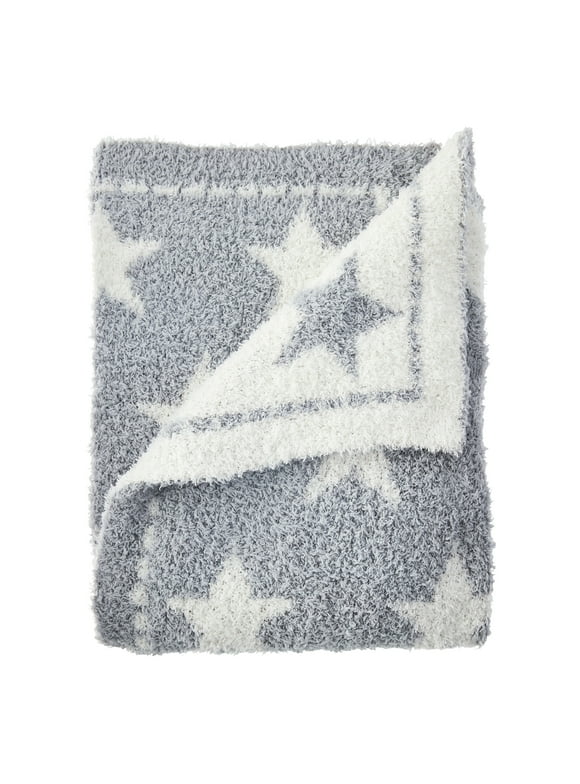 Parent's Choice Gray Cozy Reversible Stars Infant Blanket, Unisex, Polyester