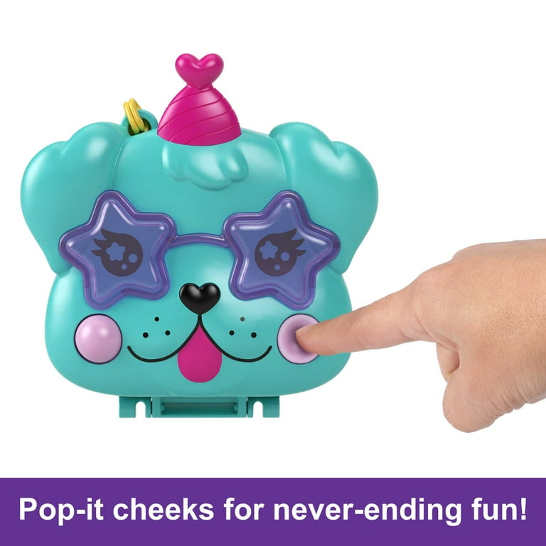 Polly Pocket Doggy Birthday Bash Compact Playset with 2 Micro Dolls Accessories Travel Toys