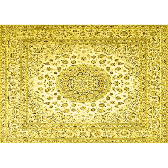 Ahgly Company Indoor Rectangle Persian Yellow Traditional Area Rugs, 7' x 10'