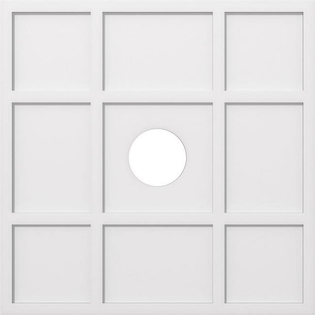 Ekena Millwork CMP38RK-07000 38 in. OD x 7 in. ID Square Rubik Architectural Grade PVC Contemporary Ceiling Medallion