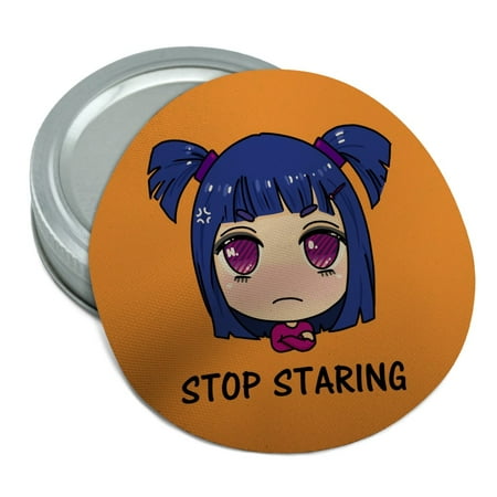 

Stop Staring Kawaii Chibi Girl Pigtails Round Rubber Non-Slip Jar Gripper Lid Opener