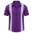 thumbnail image 3 of Stamzod Men's Button Down Shirts Short Sleeve Summer Beach Shirt Lace Hollow Out Casual Shirts for Men Purple B S, 3 of 4