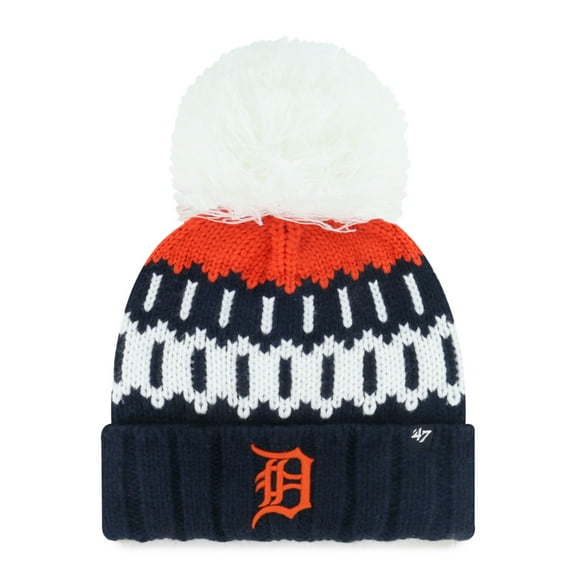 Women's '47  Navy Detroit Tigers Felicity Cuffed Knit Hat with Pom