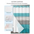 thumbnail image 2 of No Hook Shower Curtain with Snap in Liner,Country Wood Board Gray Urquoise Waterproof Bath Curtain Double Layers with See Through Top Window,Vintage Gradient Plank Hotel Shower Curtains 72x72in, 2 of 9