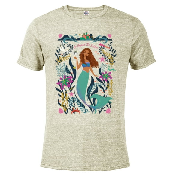 Disney The Little Mermaid Ariel Beyond the Surface - Short Sleeve Blended T-Shirt for Adults - Customized-Putty Snow Heather